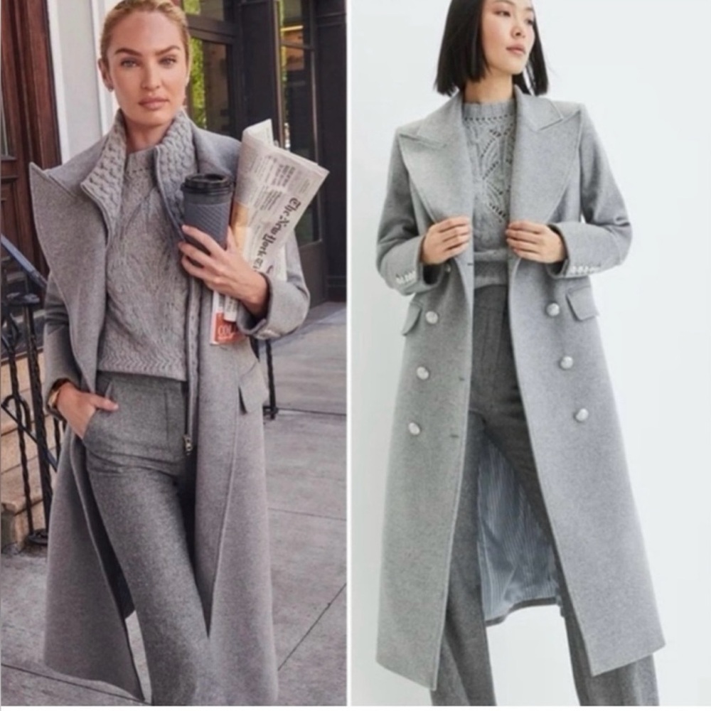 Veronica Beard Nalida Overcoat Grey Size 6 Wool Cashmere Long Cardigan Coat